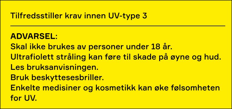 This is an example of label, combining the labels "UV-type 3" and warning text.