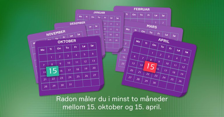 Mål radon i minst to måneder fra midten av oktober til midten av april.